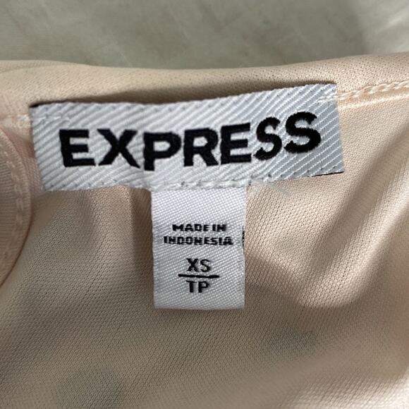 Express High Neck Pink with Brown Polka Dot Tank. Tie Neck. XS See video - Picture 4 of 10